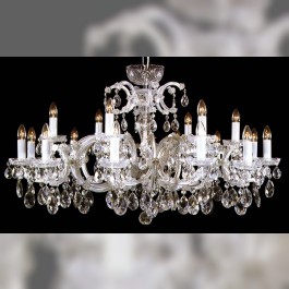 Velký stříbrný lustr Marie Terezie pro nízké stropy s 18-ti žárovkami