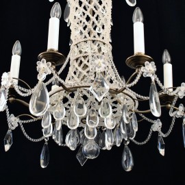 6-ti ramenný designový lustr s pískovanými perlami ve francouzském stylu