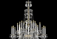 Český vysoký křišťálový lustr s dlouhými svíčkami ve starém francouzském stylu