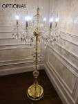 6ramenná lampa zdobená velkými mandlemi z čirého křišťálového skla