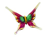 Detail skleněného motýla z barevného hutního skla