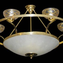 The glass basket chandelier with imitation alabaster