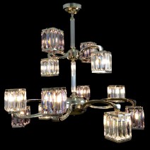 Avantgardní křišťálový lustr s 12-ti krychlovými lucernami