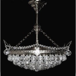 stříbrný košový lustr s broušenými křišťálovými koulemi II. do ložnice