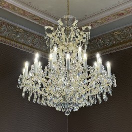 Lustr „Maria Theresa“ s 24+1 žárovkami, s křišťálovými mandlemi, z lesklé zlaté mosazi