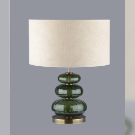 Stolní lampa z tmavě zeleného skla v barvě olivínu