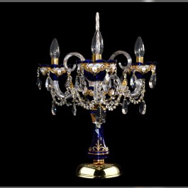 Dekorativní stolní lampa z modrého skla „královská modř“