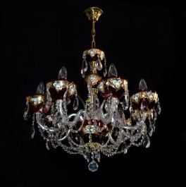 8 ramenná rubínově červená lampa do komerčních prostor (zlatníci, klenotníci)