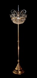 Zlatá mosazná stojací lampa s štrasovým košem