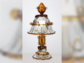 Umělecká stolní lampa Murano se skleněným stínidlem z dvoubarevného skla