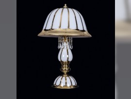 Luxusní bílá stolní lampa malovaná 24K zlatem