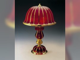 Luxusní rubínově-červená stolní lampa malovaná 24K zlatem