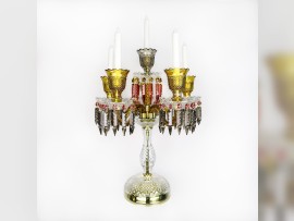 Křišťálový svícen Baccarat (lze přeměnit na stolní lampu) z tříbarevného broušeného skla