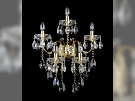 Velká pětiramenná nástěnná lampa s křišťálovými mandlemi, tvořící sadu s lustry, 47 × 54 cm / 5 žárovek, kód N-6460-5-S