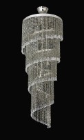 Stříbrný spirálový lustr vyrobený z čirého křišťálového skla