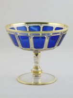 Modré lištované nápojové sklo Egermann