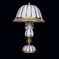 Luxusní bílá stolní lampa malovaná 24K zlatem