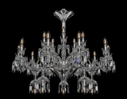 Luxusní 20-ramenný baccaratový lustr s hlubokým výbrusem - stříbrný kov