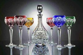 barevné české sklo - sada sklenic na víno, či vodu