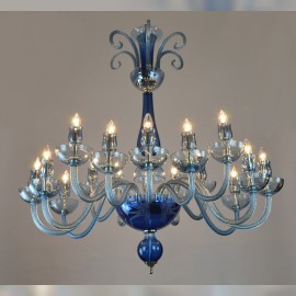 Modré lustry z hladkého skla zdobené leptáním v MURANO stylu