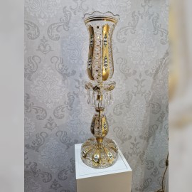 Vysoká luxusní křišťálová lampa zdobená 24karátovým zlatem a květinami