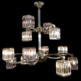 Avantgardní křišťálový lustr s 12-ti krychlovými lucernami