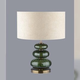 Stolní lampa z tmavě zeleného skla v barvě olivínu