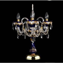 Dekorativní stolní lampa z modrého skla „královská modř“
