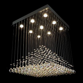 Moderní křišťálové lustry se čtvercovým zrcadlem a křišťálovou pyramidou (velké haly a byty)