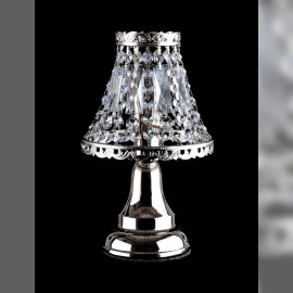 Malá stříbrná lampa ze štrasových kamínků na noční stolek do ložnice