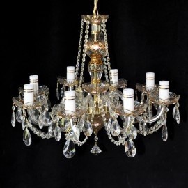 The 8 arms custom-made crystal chandelier - enameled flowers