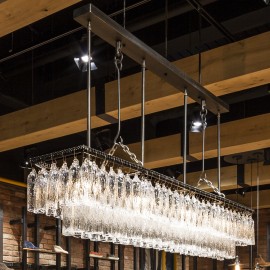 The custom-made iron chandeliers for a biker restaurant