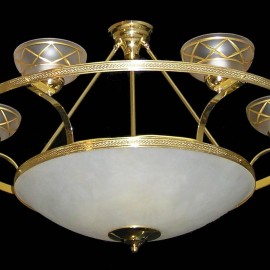 The glass basket chandelier with imitation alabaster