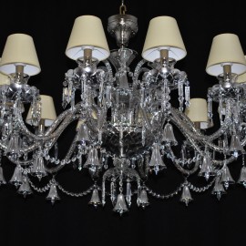 The custom-made 12 arms Silver crystal chandelier - reduced for the low ceiling
