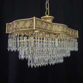 Luxusní obdélníkový křišťálový kaskádový lustr - zakázková výroba