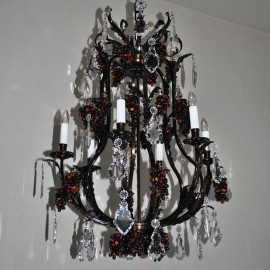 The design crystal chandelier with glass grapes - brown stained brass