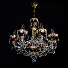 8 ramenná rubínově červená lampa do komerčních prostor (zlatníci, klenotníci)
