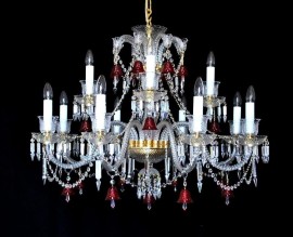 Křišťálový lustr "RED BELLS" ve stylu Baccarat
