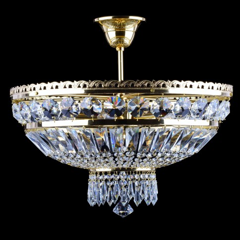 6 žárovek mosazný koš křišťálový lustr w