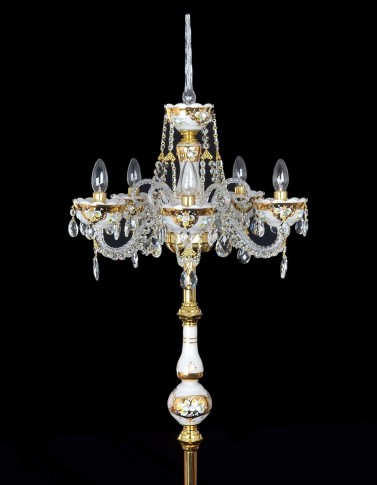 Luxusní lampa na zem z bílého opálového skla