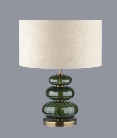 Stolní lampa z tmavě zeleného skla v barvě olivínu