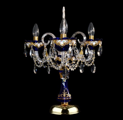 Dekorativní stolní lampa z modrého skla „královská modř“