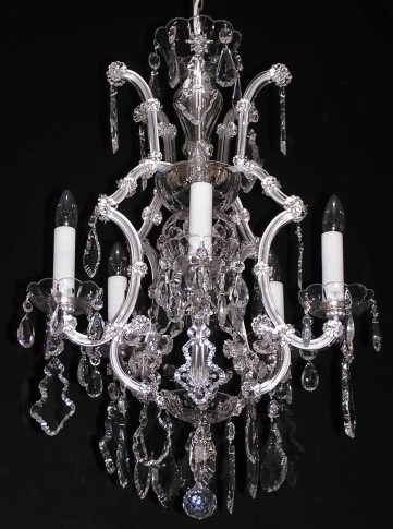 Stříbrný Tereziánský kř. lustr pro osvětlení pokoje s vyšším stropem