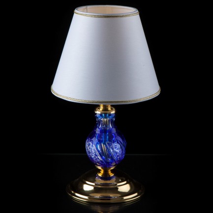 Luxusní modrá křišťálová lampa se širmem